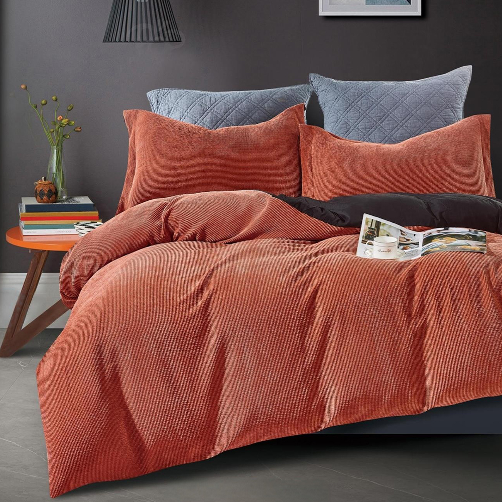 Amaris Ribbed Corduroy Duvet Cover Quilt Cover Set ชุดเครื่องนอน
