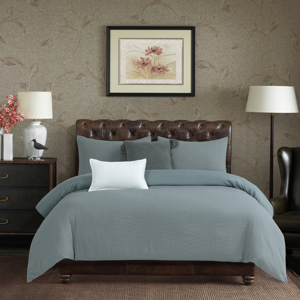 Liora Textured Geometric Duvet Cover Quilt Cover Set ชุดเครื่องนอน