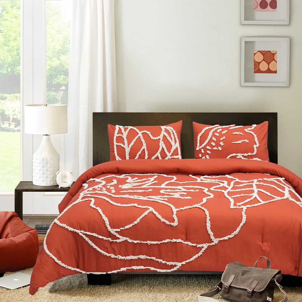 Harper Floral Tufted Chenille เย็บปักถักร้อยผ้านวมชุดผ้านวมชุดเครื่องนอน