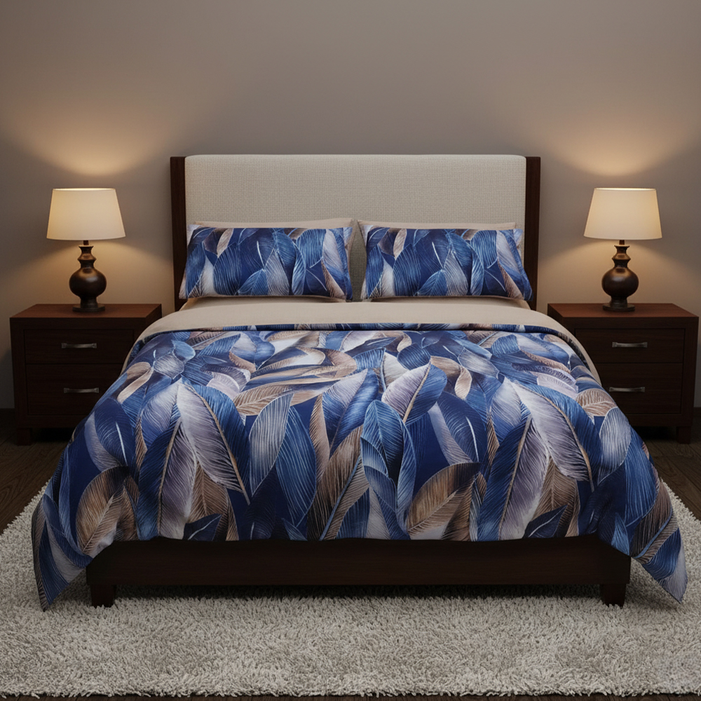 Oliver Botanical Painted Tropical Leaf พิมพ์ผ้านวมชุดผ้านวมชุดเครื่องนอน