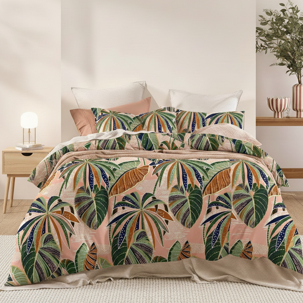 Maidstone Nature Leaf Print ผ้าฝ้ายไมโครไฟเบอร์แท้พิมพ์ผ้านวมชุดผ้านวมชุดเครื่องนอน