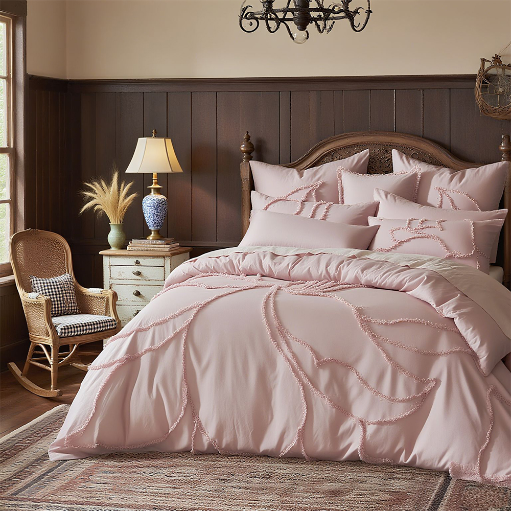 Catalina ดอกไม้พฤกษศาสตร์ Tufted Chenille เย็บปักถักร้อยผ้านวมชุดผ้านวมชุดเครื่องนอน